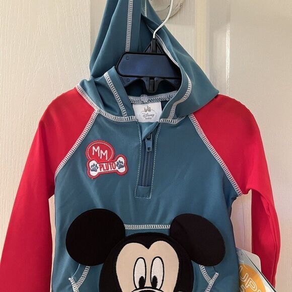 Disney Baby Mickey Mouse Hooded Rashguard Swim Top Boys Size 6-9 Months NWT - Picture 3 of 12
